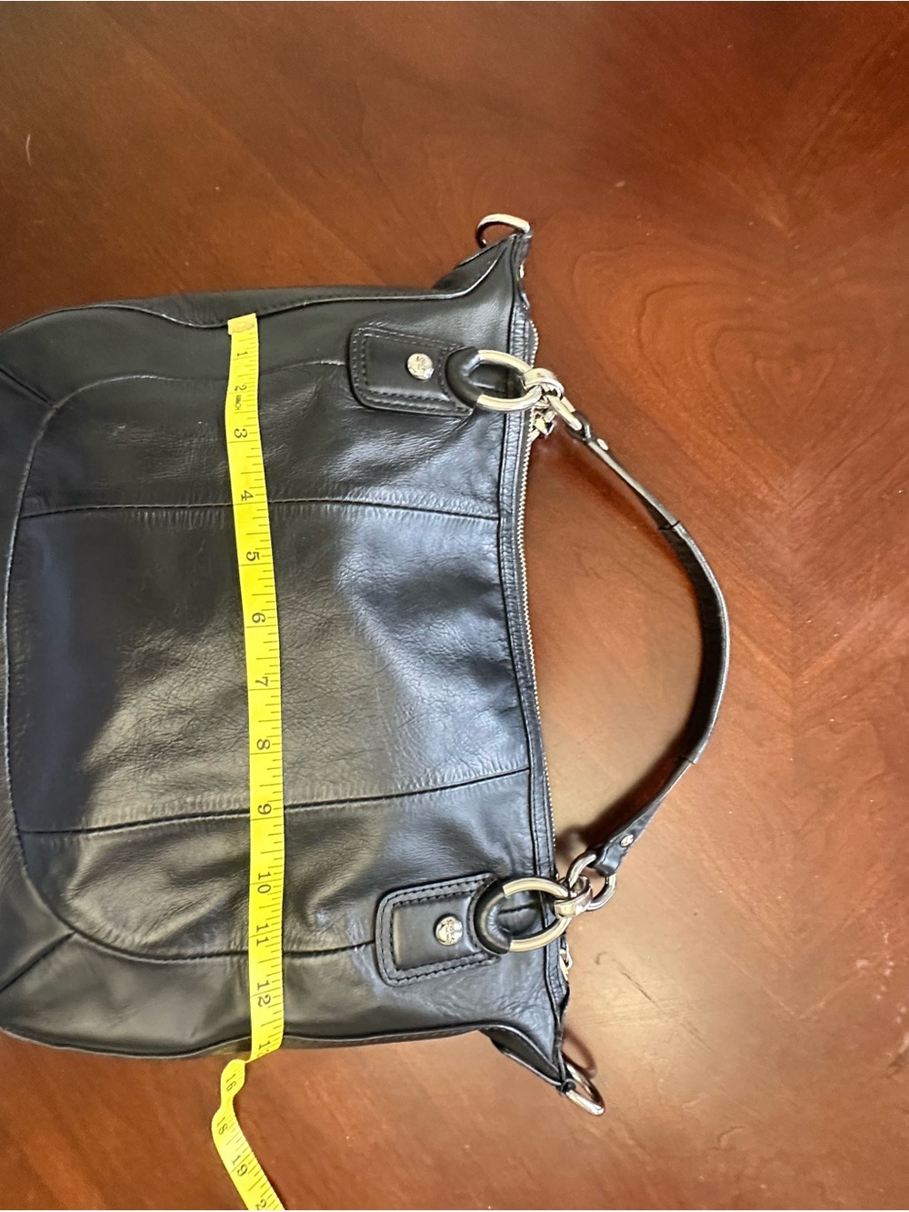Coach Black Woven Leather Shoulder Bag with Silver Hardware Kristen - Picture 14 of 16